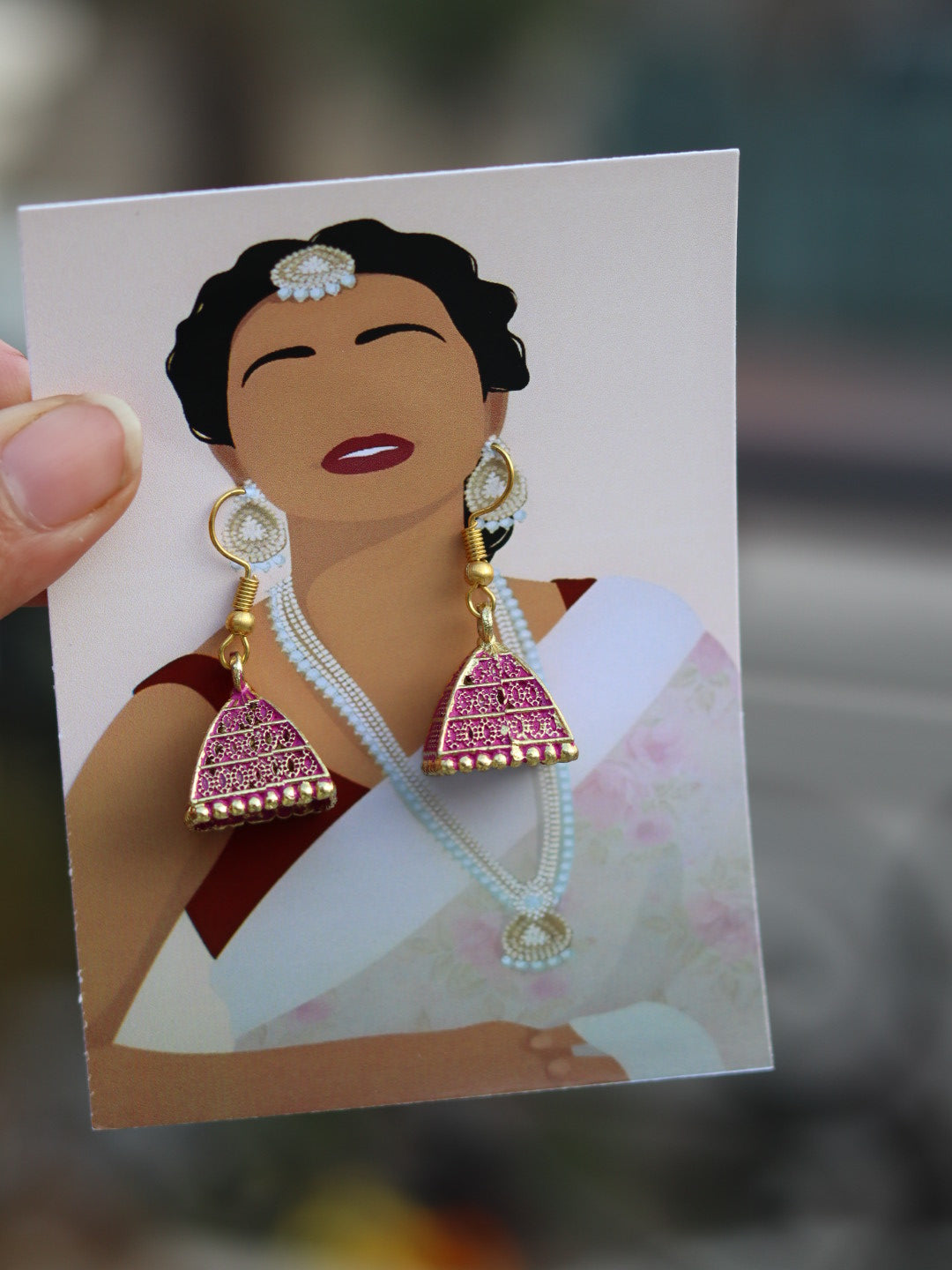 Festive Eid Jumka Set on Creative Card. Earring Set For Gifting