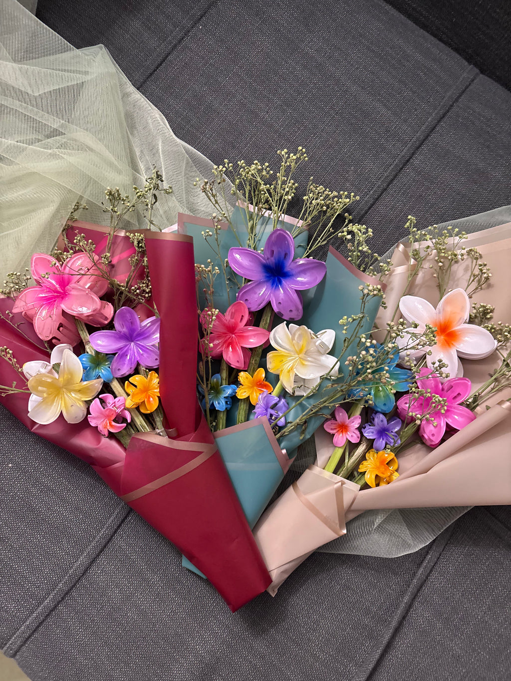 Crystal Bloom Large Bouquet - Flower Shape Hair Catcher In Hand Crafted Bouquet