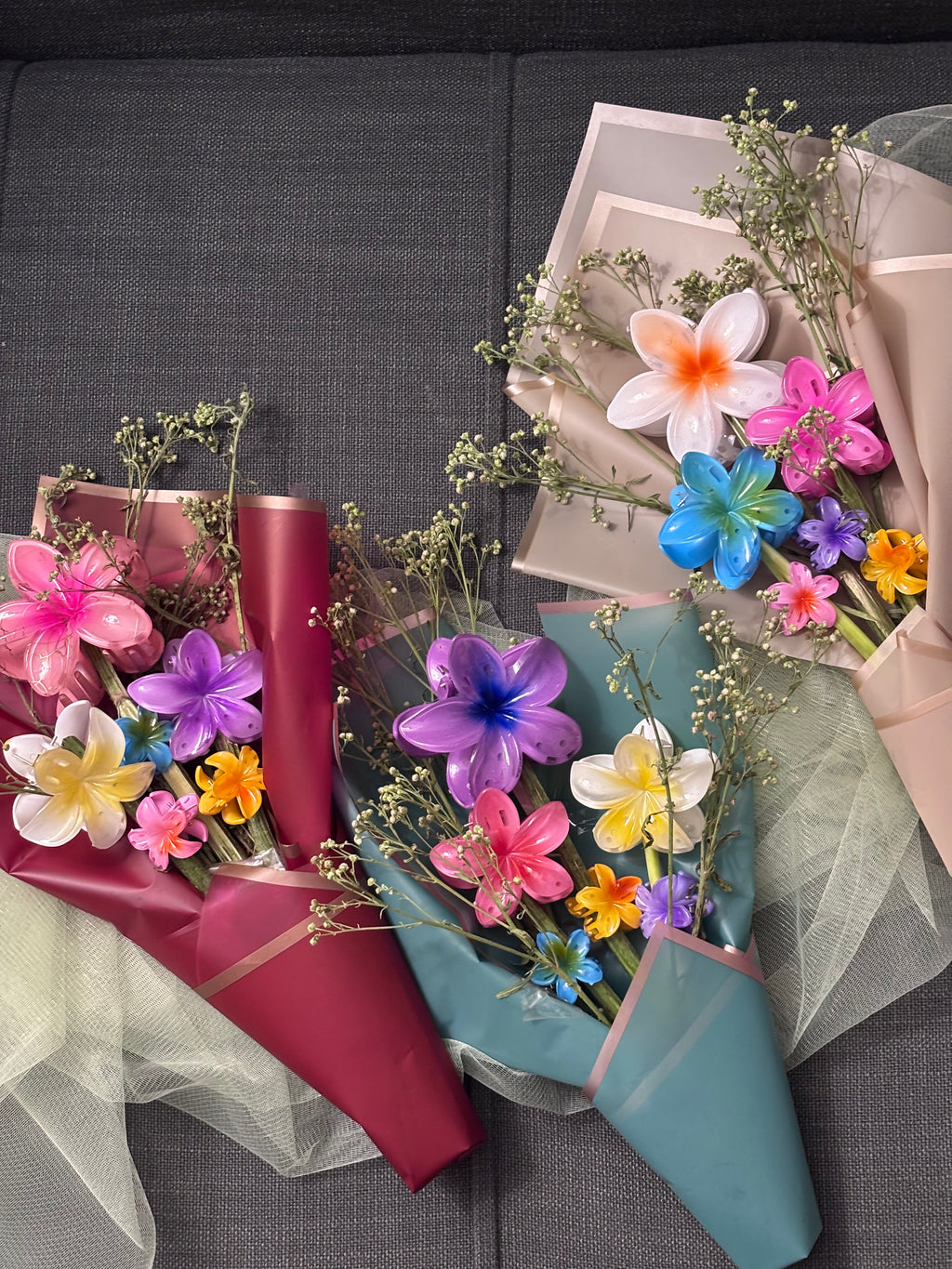 Crystal Bloom Large Bouquet - Flower Shape Hair Catcher In Hand Crafted Bouquet