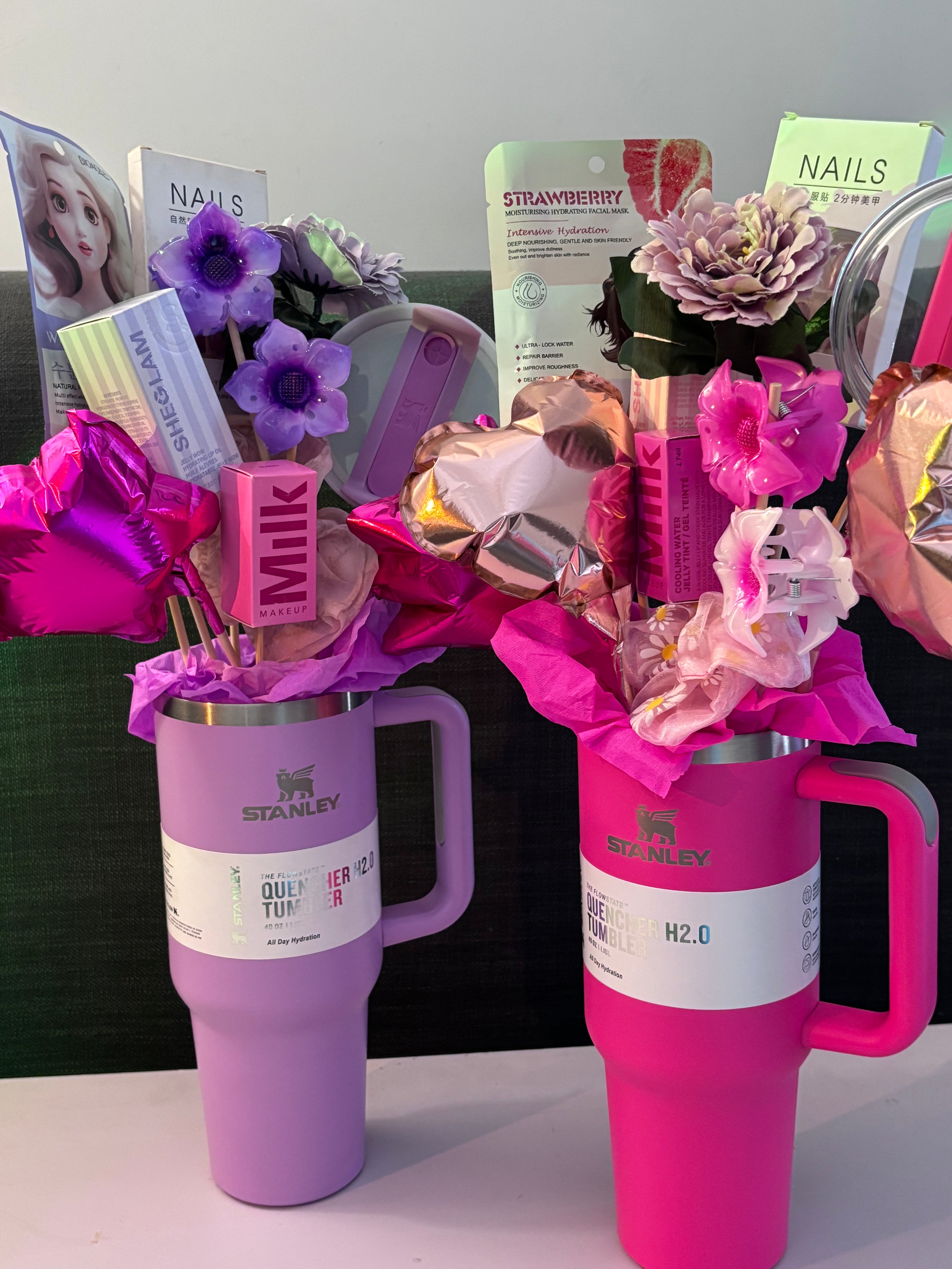 Glow-Up Beauty Tumbler Gift Set | Self-Care & Makeup Bouquet Hamper for Her