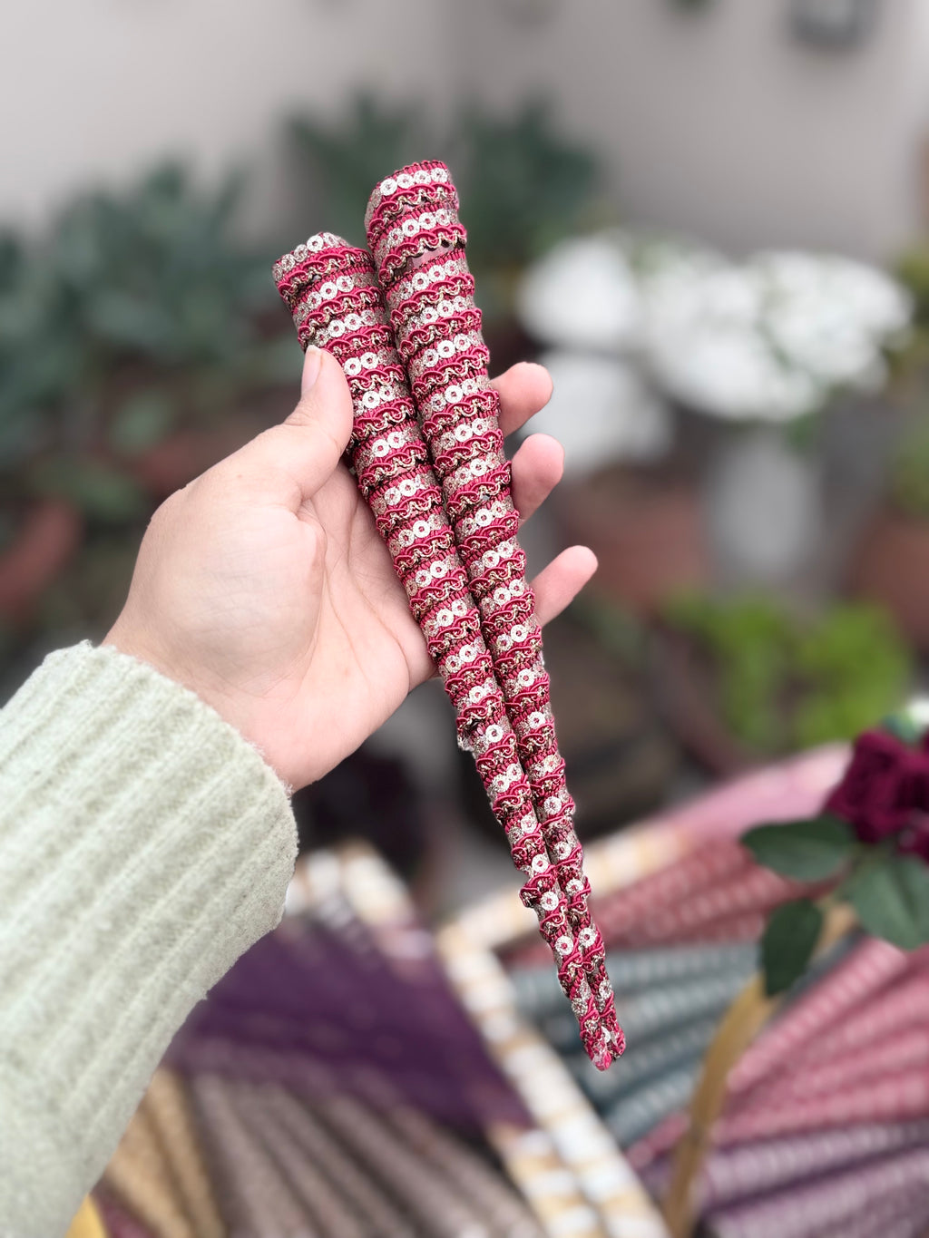 Handmade Embellished Mehndi Cones – Luxury Lace Wrapped Henna Cones