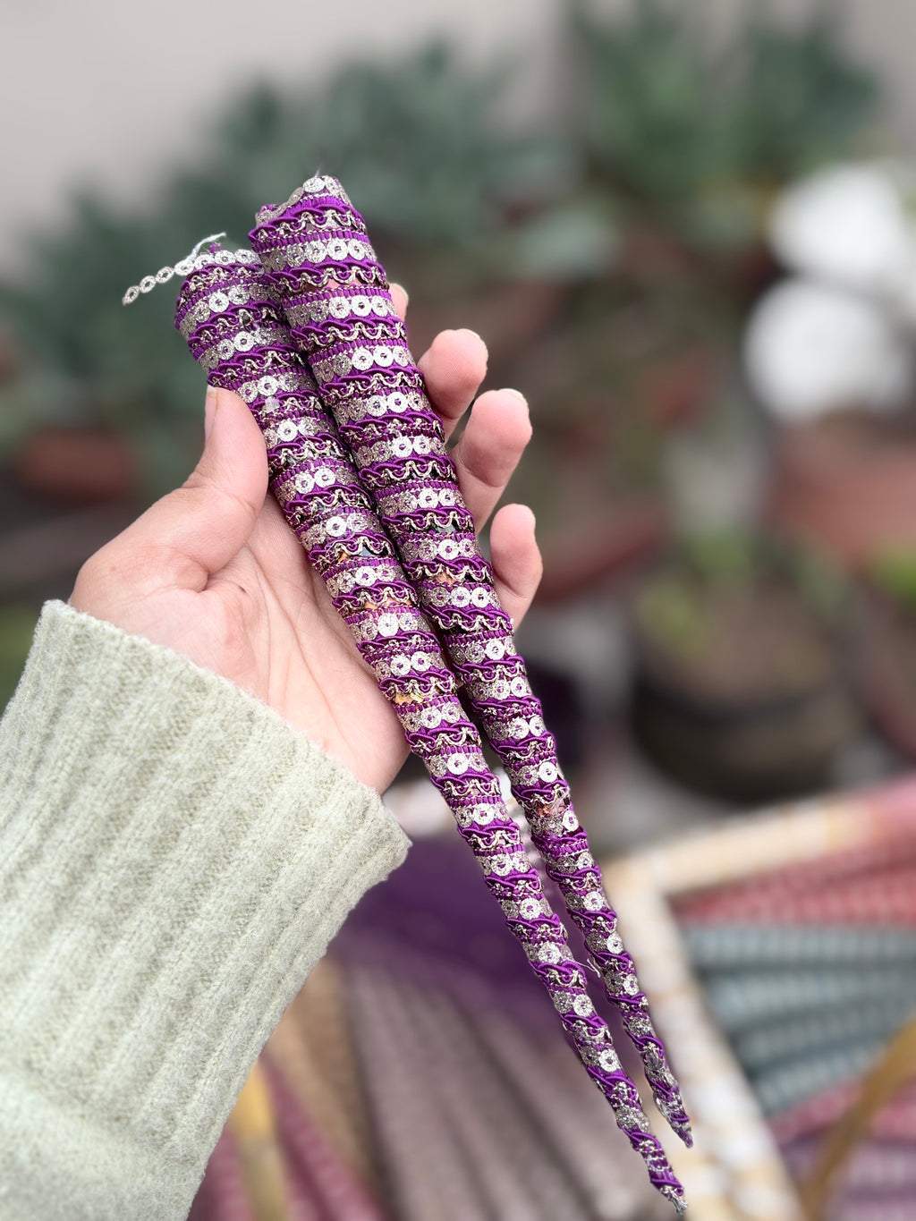 Handmade Embellished Mehndi Cones – Luxury Lace Wrapped Henna Cones
