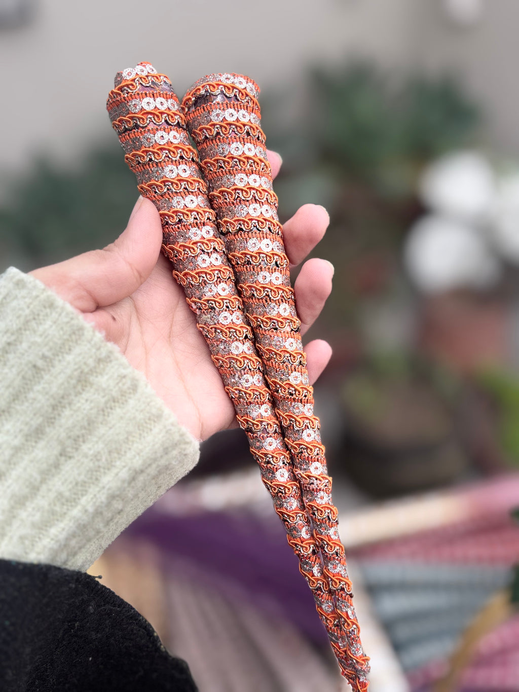 Handmade Embellished Mehndi Cones – Luxury Lace Wrapped Henna Cones