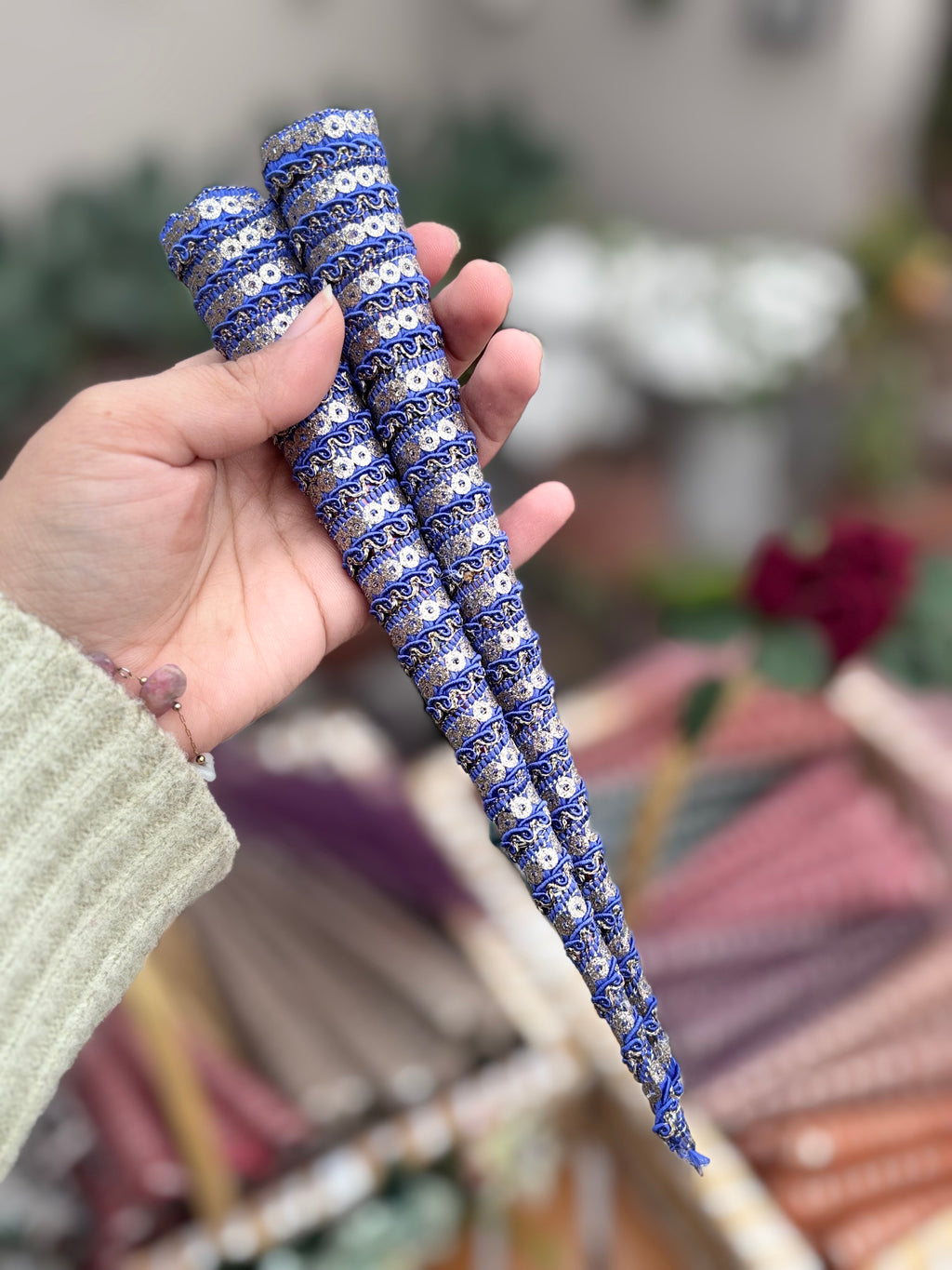 Handmade Embellished Mehndi Cones – Luxury Lace Wrapped Henna Cones