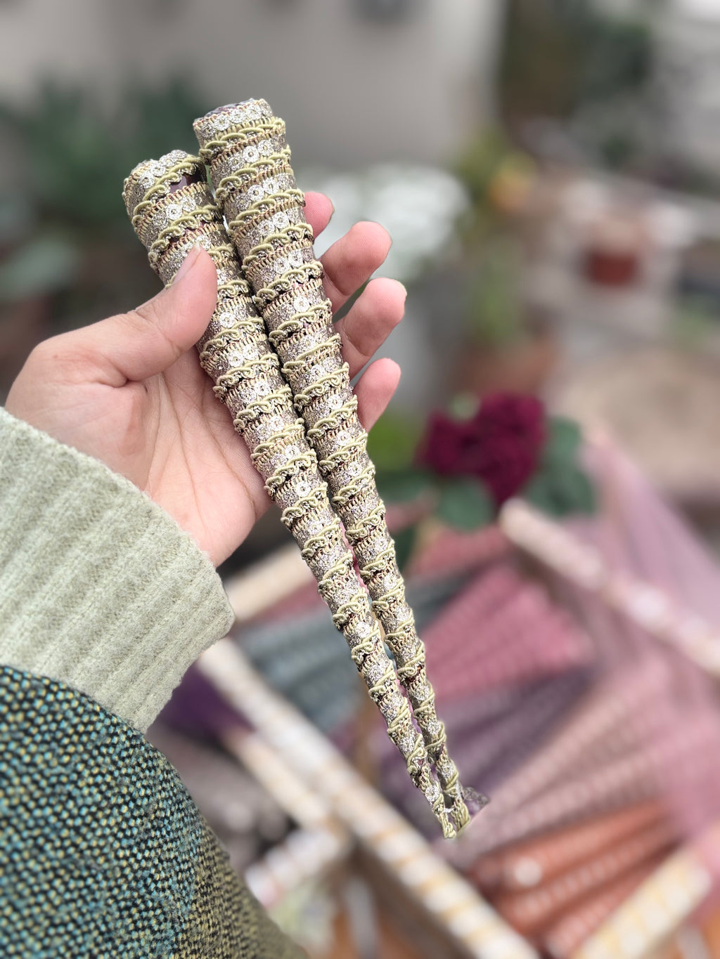 Handmade Embellished Mehndi Cones – Luxury Lace Wrapped Henna Cones