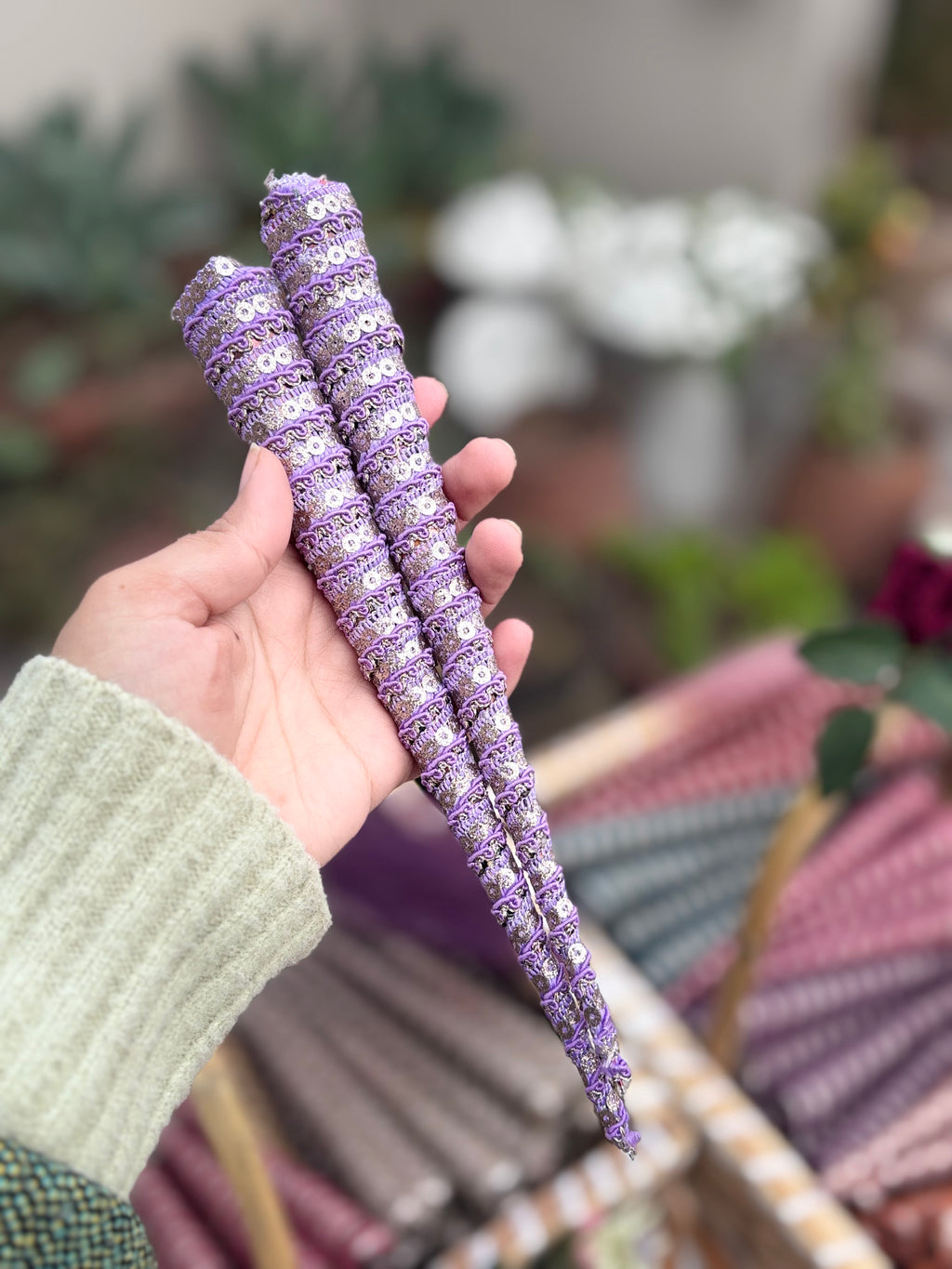 Handmade Embellished Mehndi Cones – Luxury Lace Wrapped Henna Cones