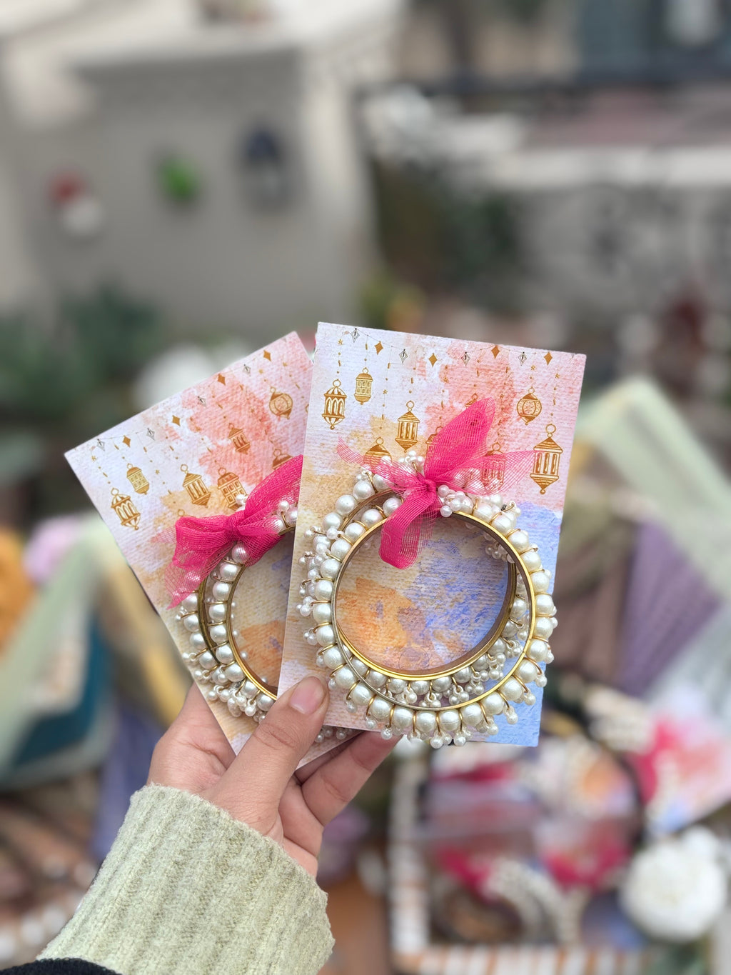 Pair of Eid Pearl Bangles on Creative Card