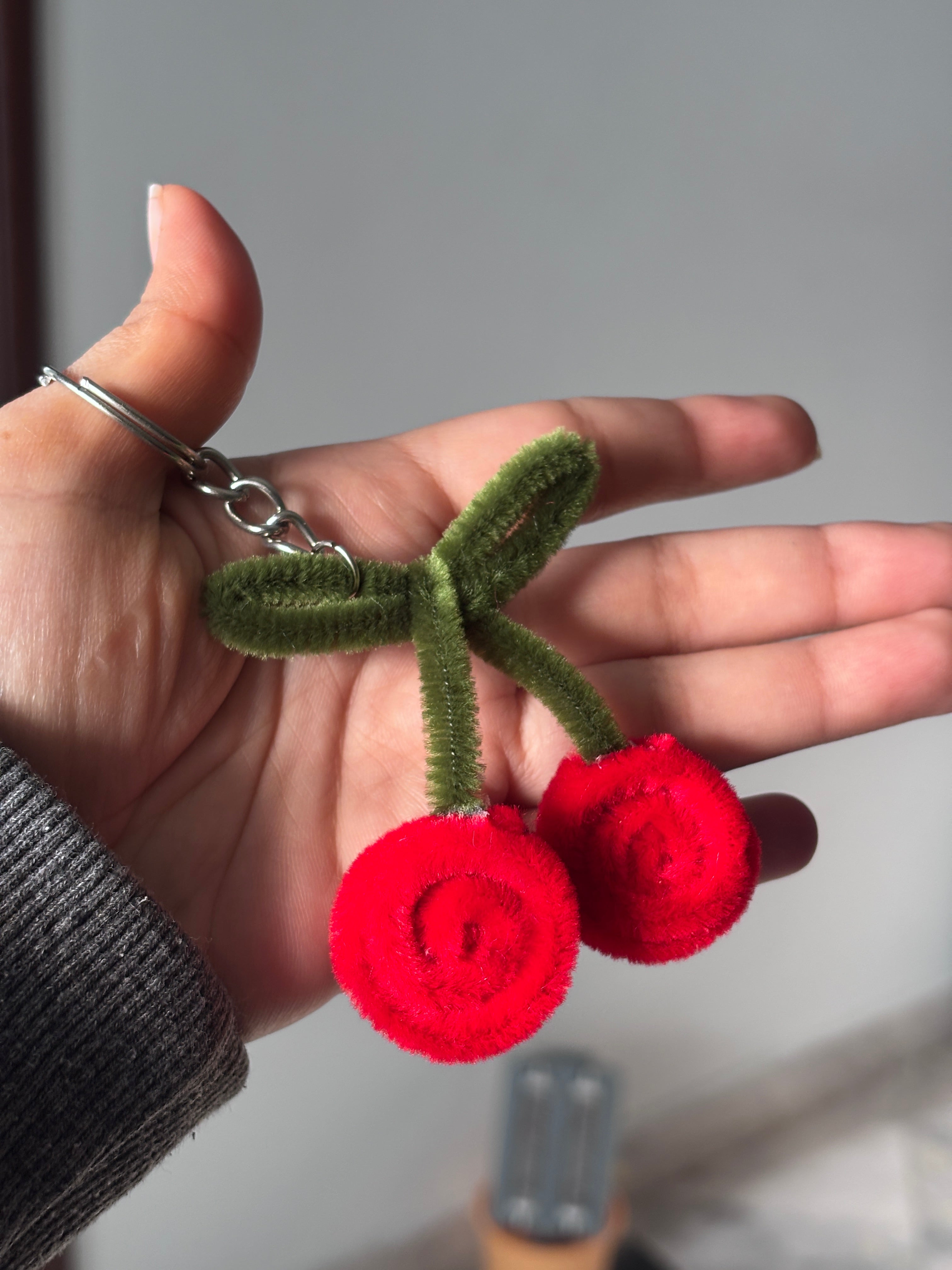 Cherry Velvet Wire Keychain