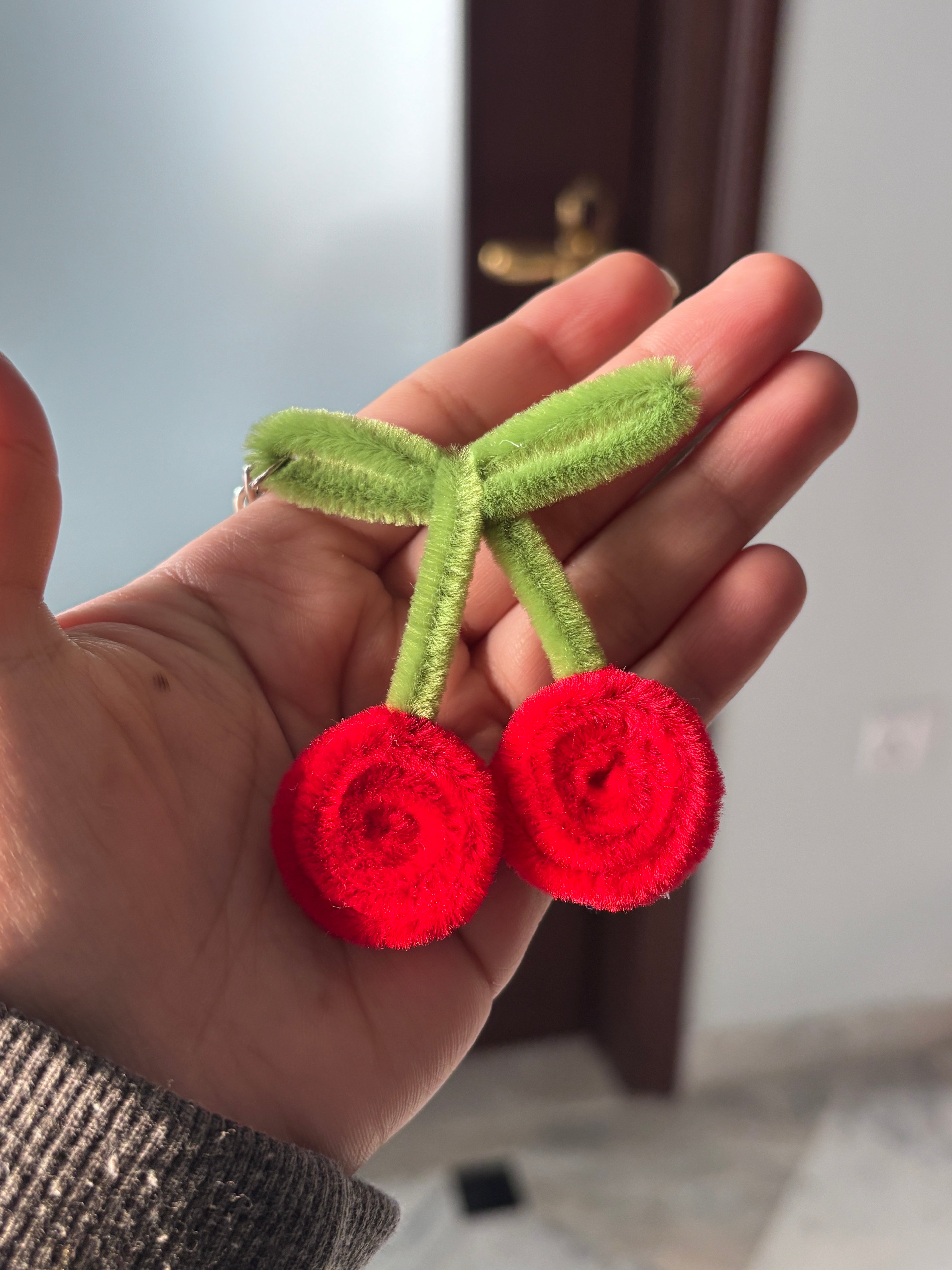 Cherry Velvet Wire Keychain