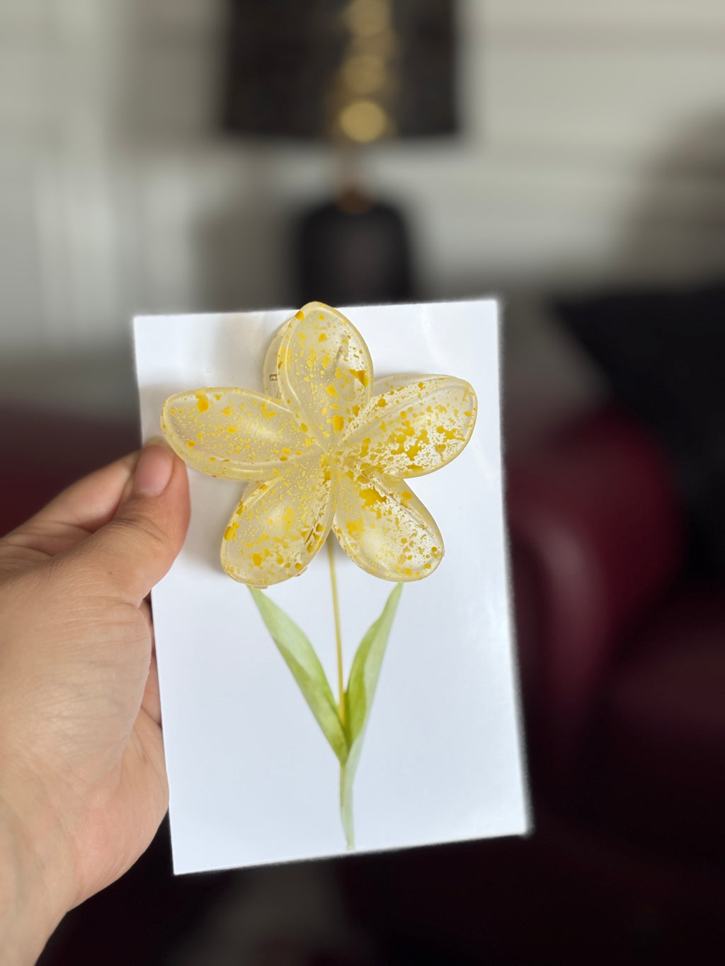Bloom Stem Flower Hair Clip – Aesthetic Floral Claw Clip Card