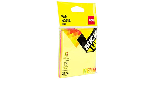 DELI NEON PAD NOTES STICK UP 25*4 SHEETS A026 02