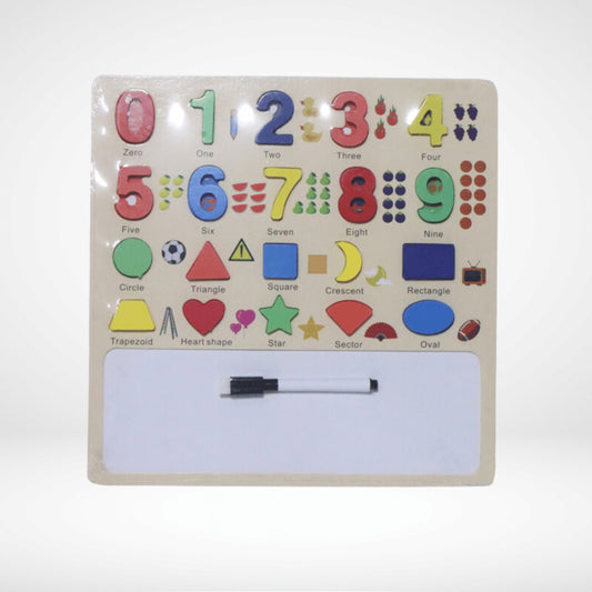 WOODEN PEG COUNTING WITH SHAPES AND WHITEBOARD
