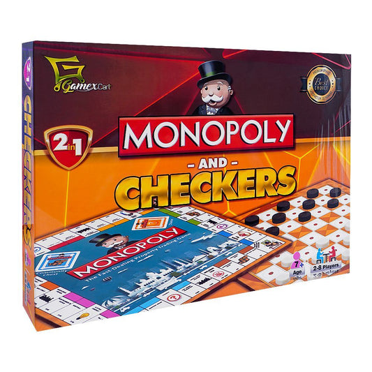 MONOPOLY AND CHECKERS 2IN1 2-8 PLAYERS BOARD GAME 7131