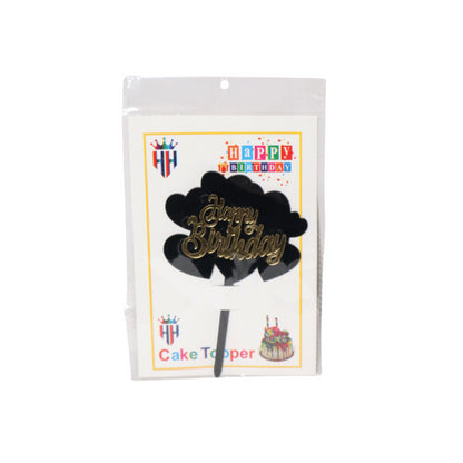 HAPPY BIRTHDAY ACRYLIC TOPPER BLACK