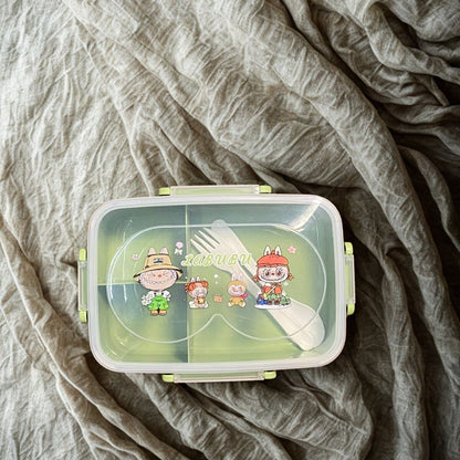 Labubu Plastic Lunch Box with spoon and partitions