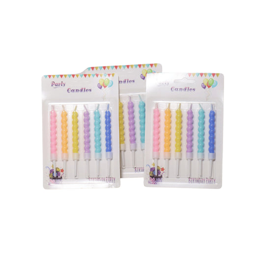 HAPPY BIRTHDAY SPIRAL NEON CANDLES 6 PCS