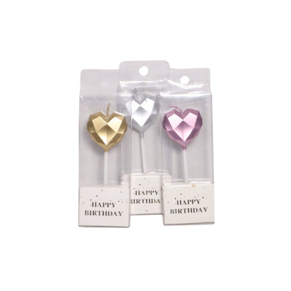 HAPPY BIRTHDAY METALLIC HEART CANDLE STICK