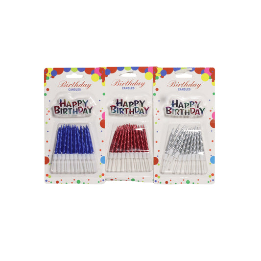 HAPPY BIRTHDAY MINI METALLIC CANDLES 20 PCS
