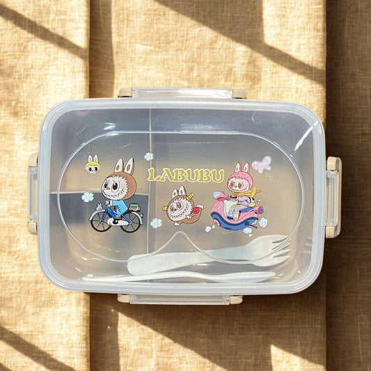 Labubu Plastic Lunch Box with spoon and partitions