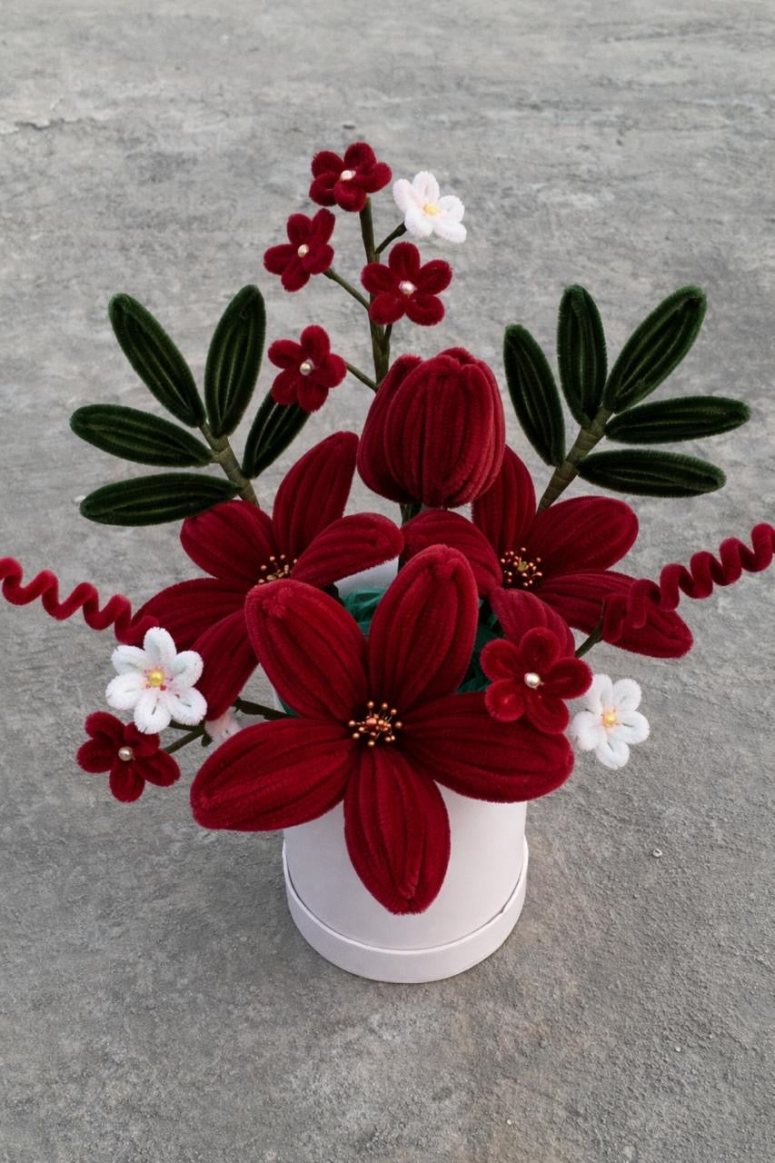 Handmade Velvet Bloom Box – Everlasting Luxury Floral Arrangement