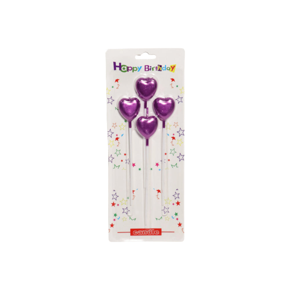 HAPPY BIRTHDAY CANDLE HEART 4PCS