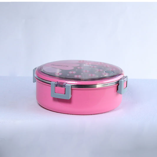 HEALTHY LIFE SCHOOL LUNCH BOX ROUND SHAPE 4 BUTTONS