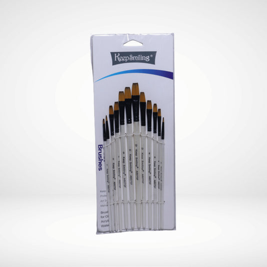 KEEPSMILING ARTIST BRUSHES SET FLAT A6075F 12PCS