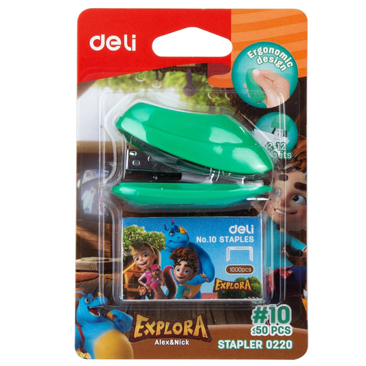 DELI STAPLER EXPLORA 0220 WITH STAPLES #10