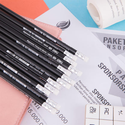 DELI GRAPHITE HB 12 LEAD PENCILS WITH ERASER BOX 38029