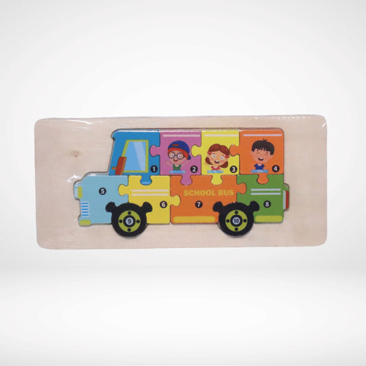 WOODEN PEG SCHOOL BUS PUZZLE WP-023