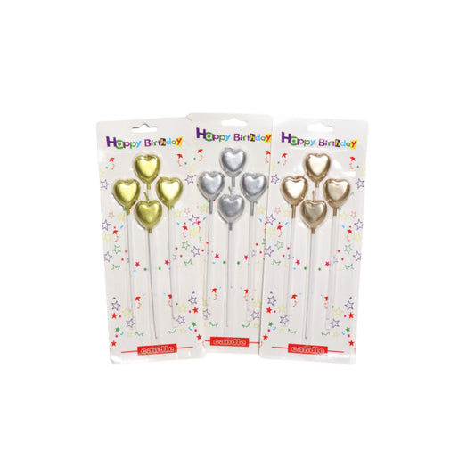 HAPPY BIRTHDAY CANDLE HEART 4PCS