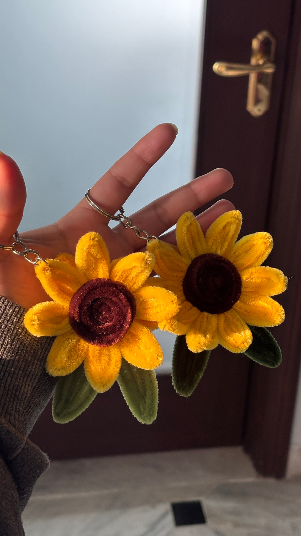 Sunflower Velvet Wire Keychain