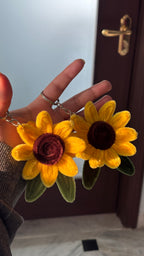 Sunflower Velvet Wire Keychain