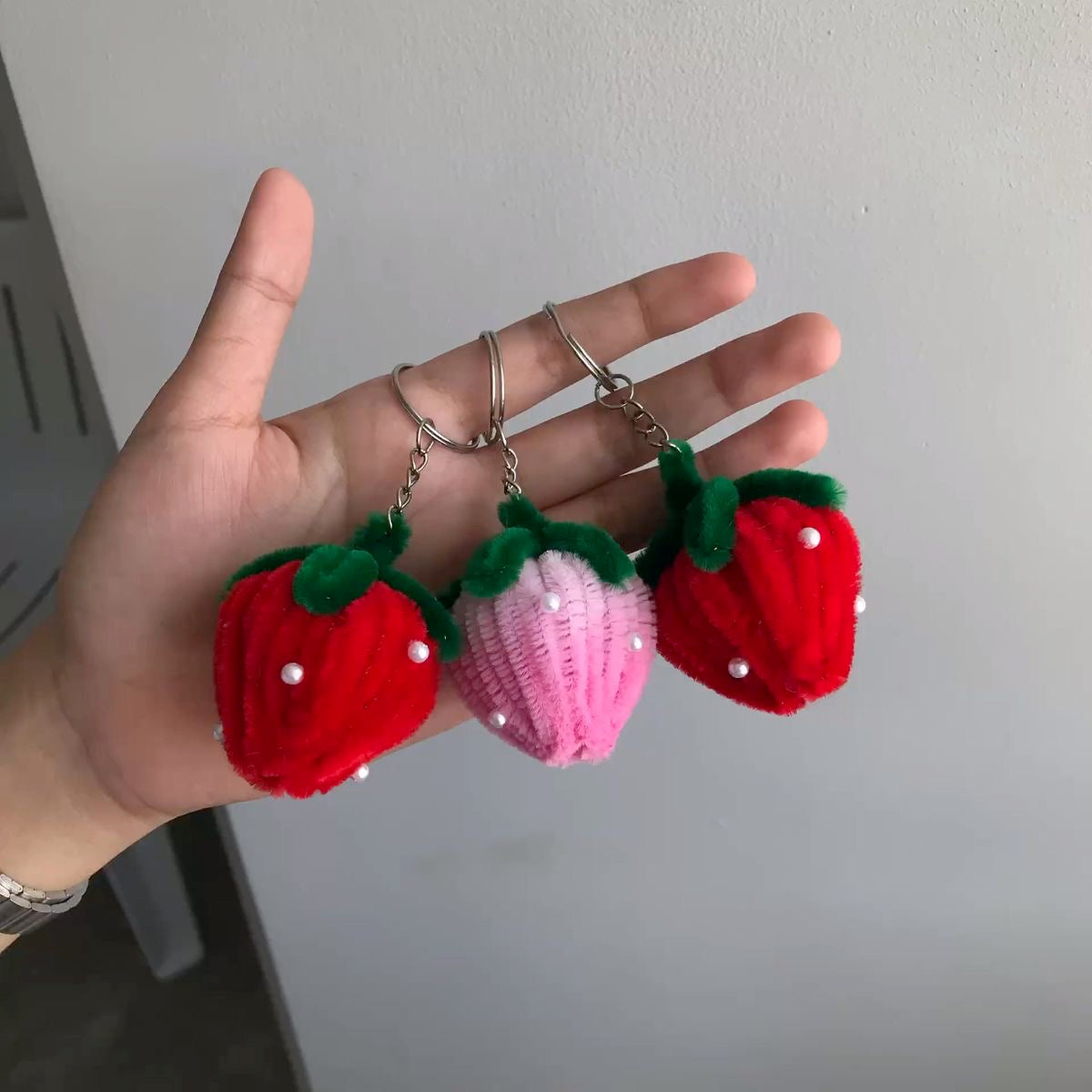 Strawberry Velvet Wire Keychain