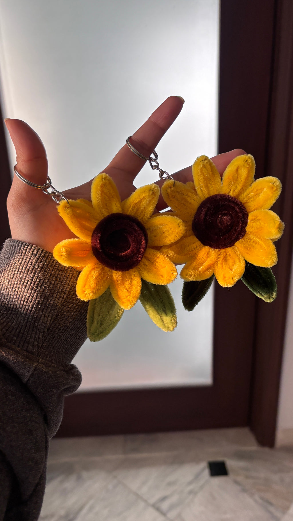 Sunflower Velvet Wire Keychain
