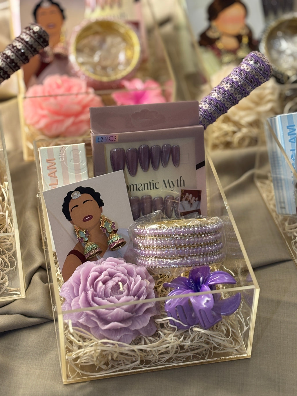 Eid Luxe Glow Acrylic Gift Box – 6x8” Beauty & Jewellery Hamper