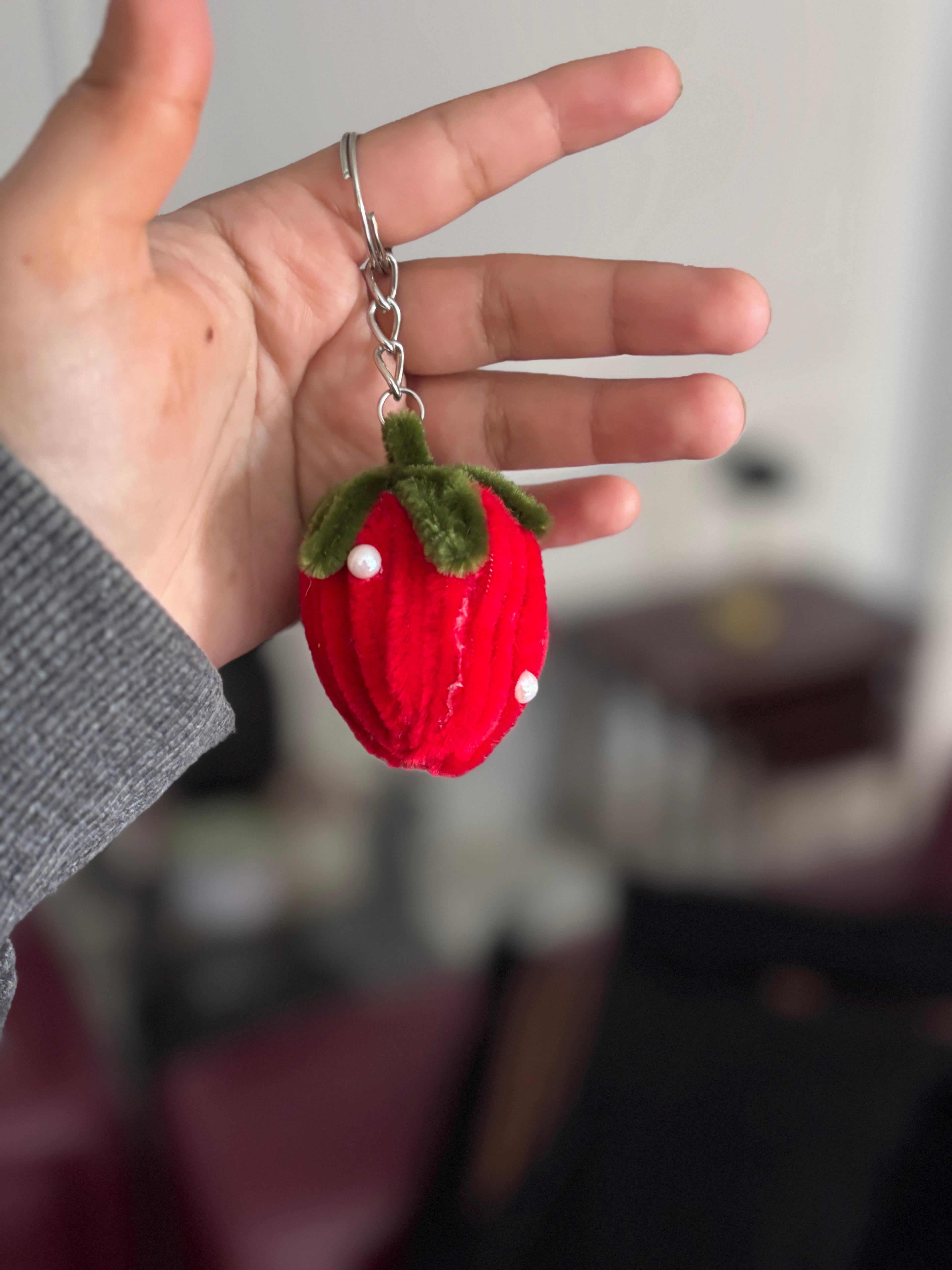 Strawberry Velvet Wire Keychain